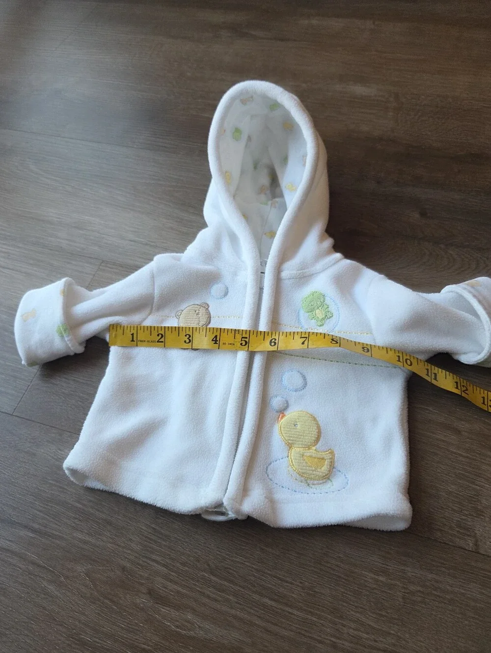 Vintage Carters Baby Boys White Fleece Hooded Jacket with Animal Appliques